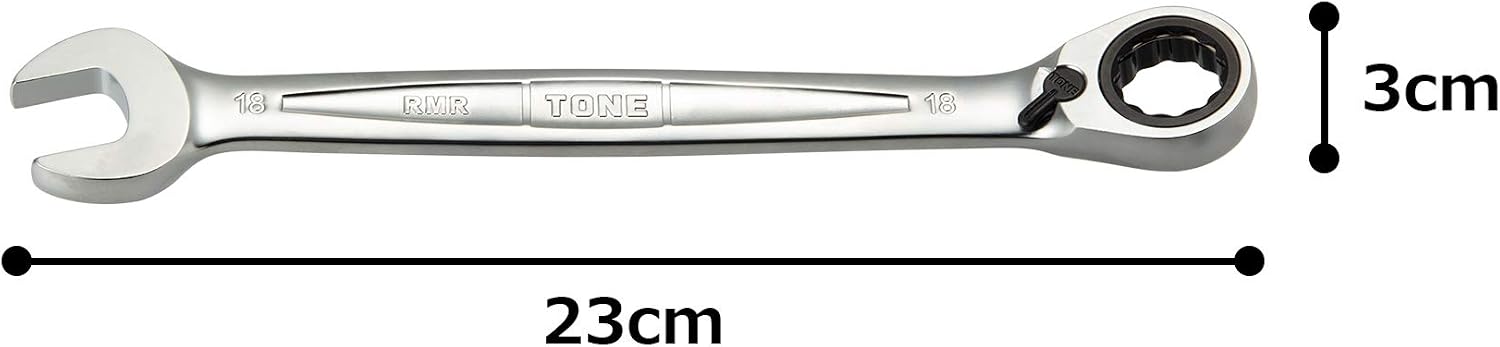 Thumbnail 4 de トネ TONE RMR-18 切替式ラチェットめがねレンチ 18mm・72枚ギア・送り角5度