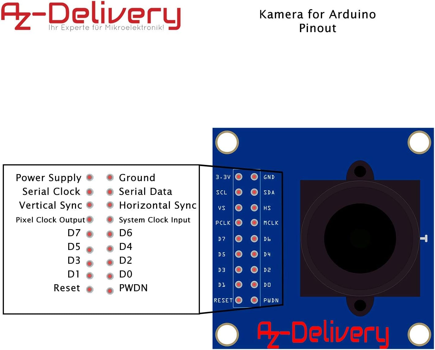 Thumbnail 4 de AZDelivery lot de 5 modules caméra OV7670 (640×480) pour Arduino, avec eBook