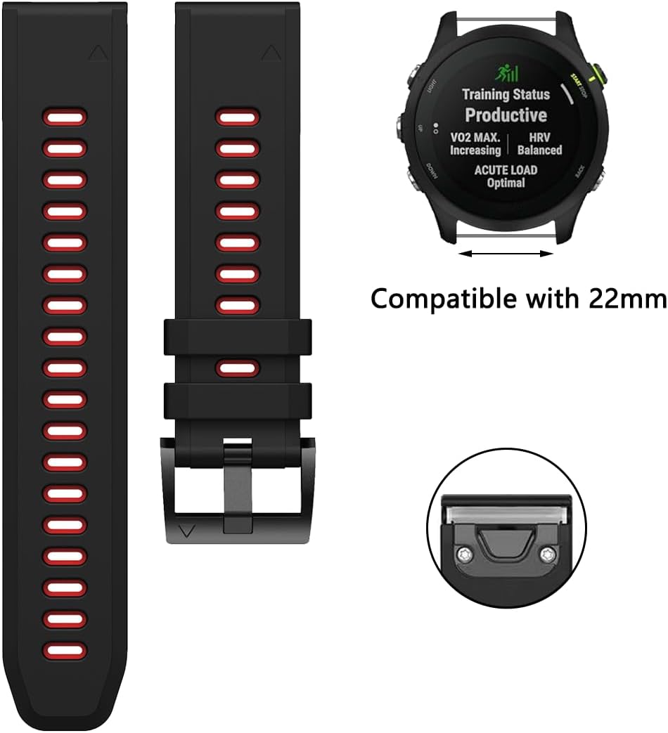 Thumbnail 3 de FiiMoo 22mm silicone replacement strap for Garmin Descent G2/G1, Fenix 8 47mm, Tactix 8 47mm and Quatix 7 Pro