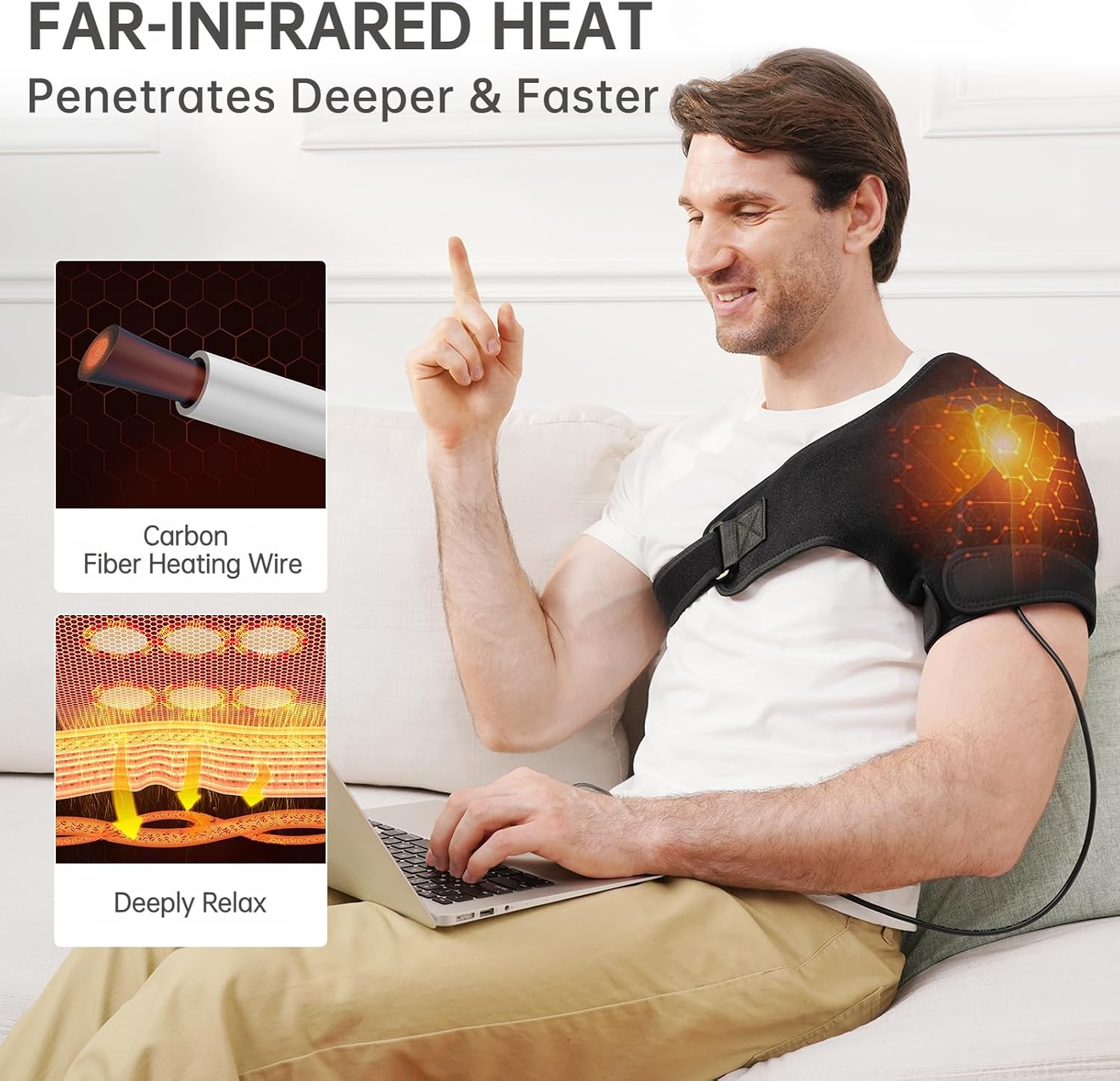 Detalle 2 de UTK Far Infrared Shoulder Heating Pad with Natural Jade, 7 Settings
