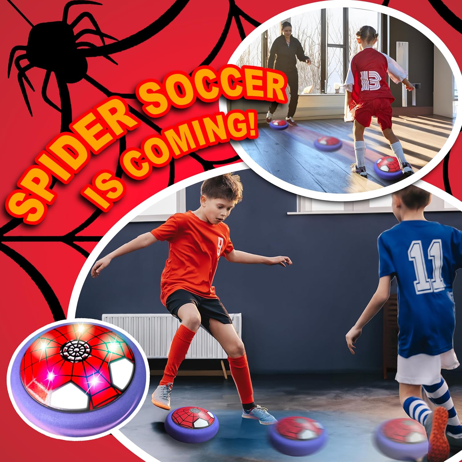 Thumbnail 1 de Spider Hover Football with LED Lights: Indoor Fun for Kids 3–12