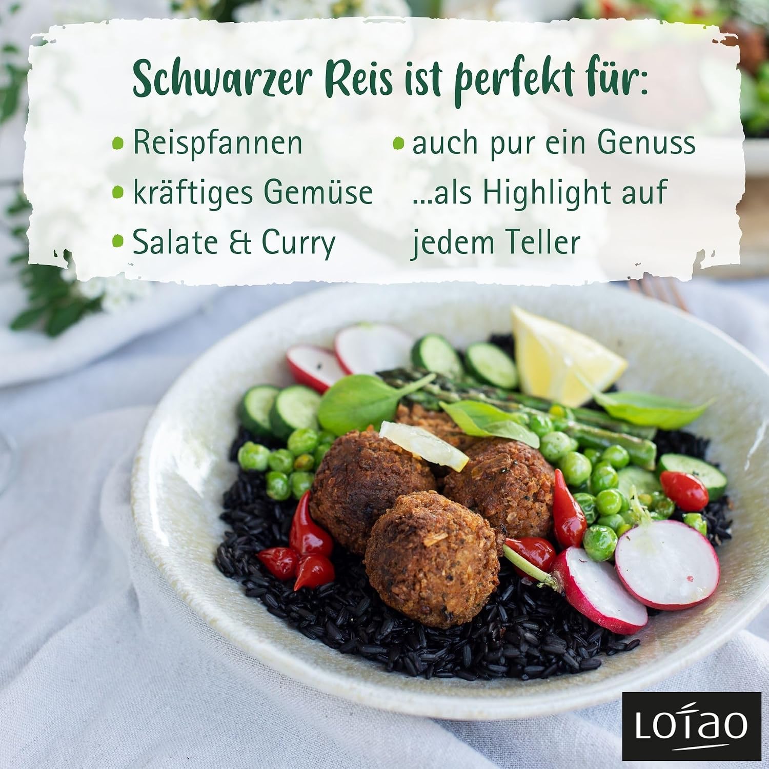 Detalle 2 de Lotao Schwarzer Reis 3 x 1000 g Bio