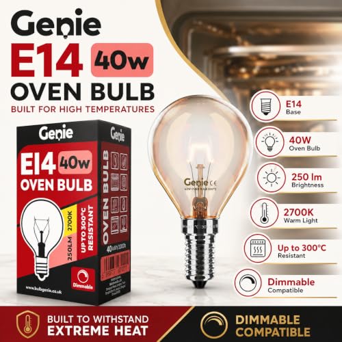 Detalle de Genie E14 SES Pygmy Oven Bulbs 40W 230V – Pack of 2 (Oven Rated 300°C)