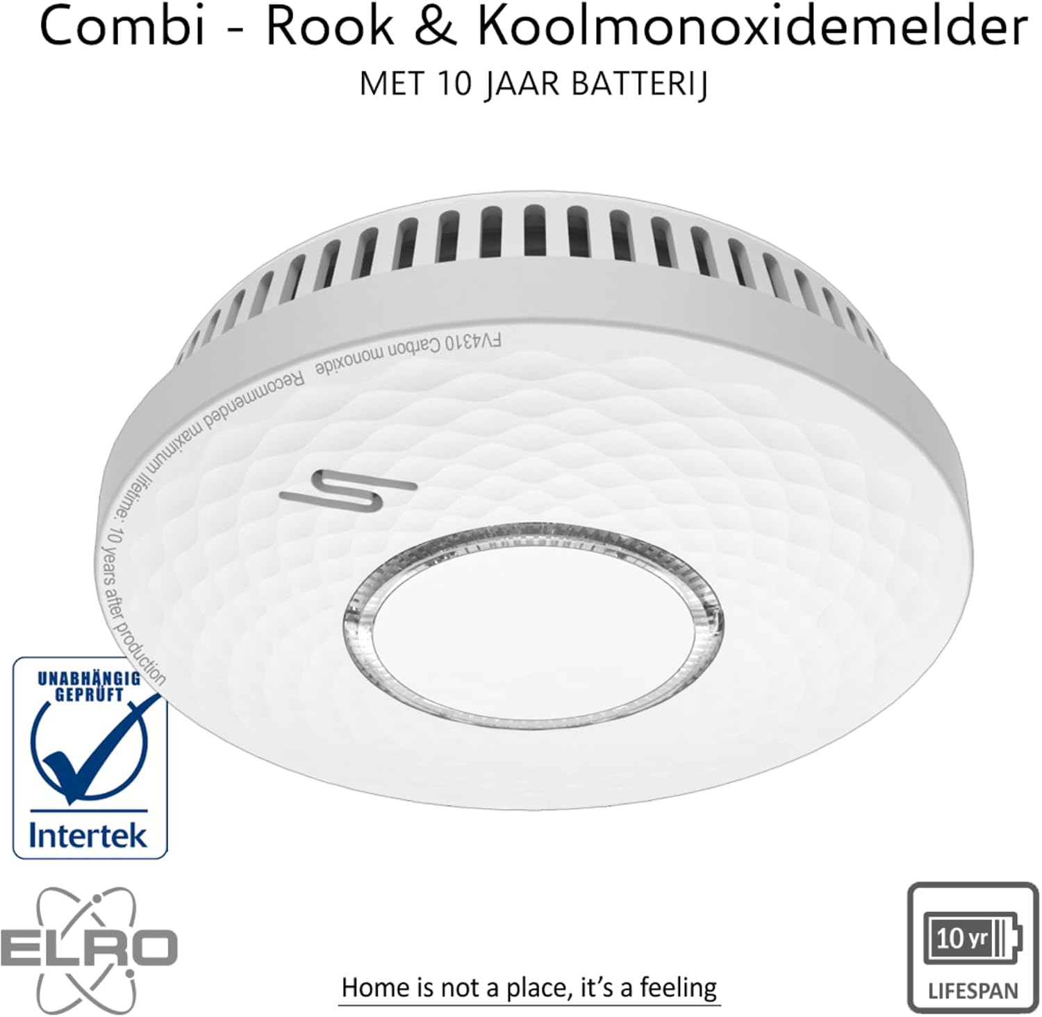 Detalle de ELRO FV4310 combimelder voor rook en koolmonoxide met 10 jaar batterij