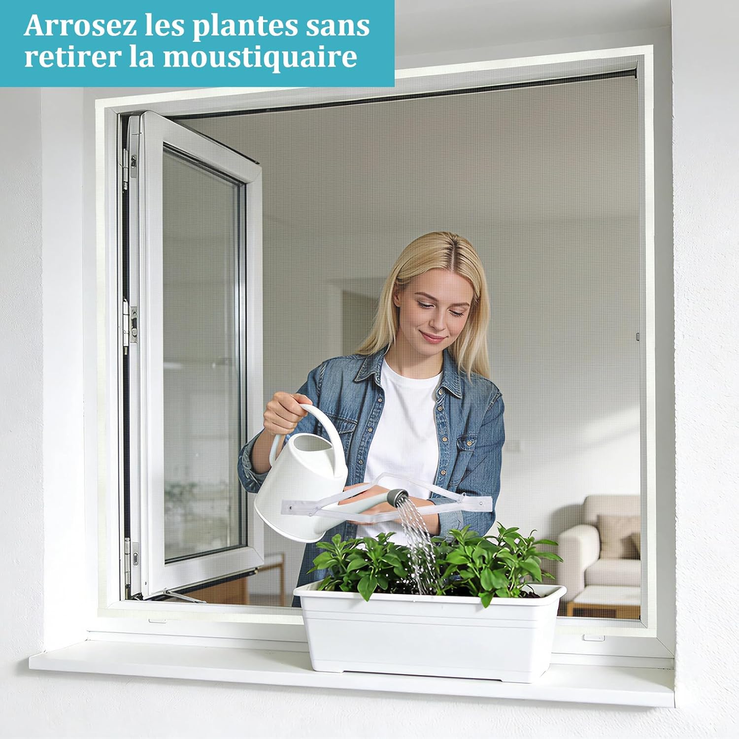 Detalle de Moustiquaire universelle transparente Apalus pour fenêtres — fermeture éclair, découpage jusqu’à 150 x 180 cm, sans perçage