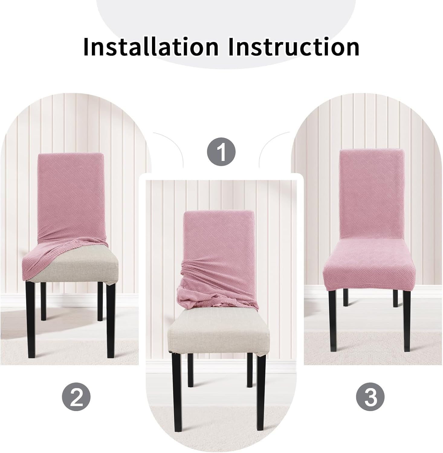 Thumbnail 6 de YSTELLAA Housse de chaise 4 pièces Rose