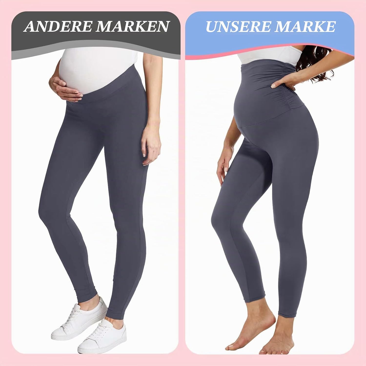 Detalle de TNNZEET Umstandsleggings Damen – blickdichte Schwangerschaftsleggings mit Taschen für Yoga