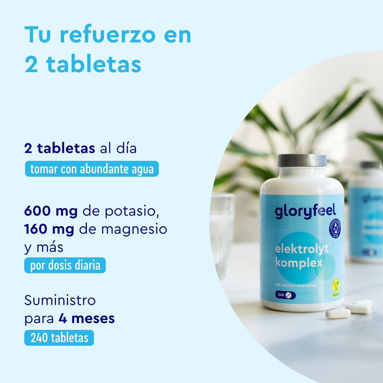 Thumbnail 1 de Electrolitos sin azúcar 2.100mg - 240 Tabletas 💧 Función Muscular