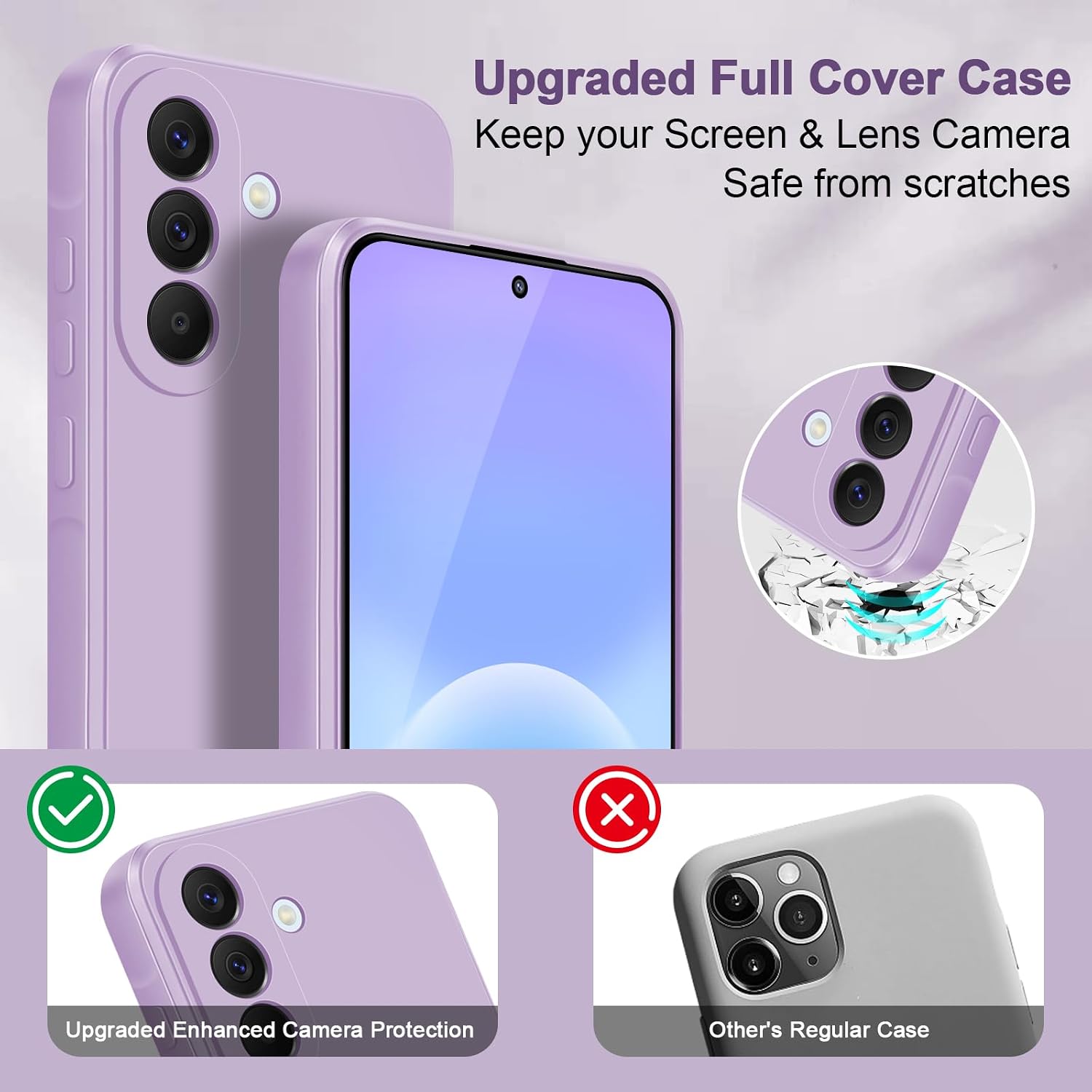 Detalle 2 de Btstring Case for Samsung Galaxy A57 – Soft Silicone Case with Upgraded Camera Protection (Purple)