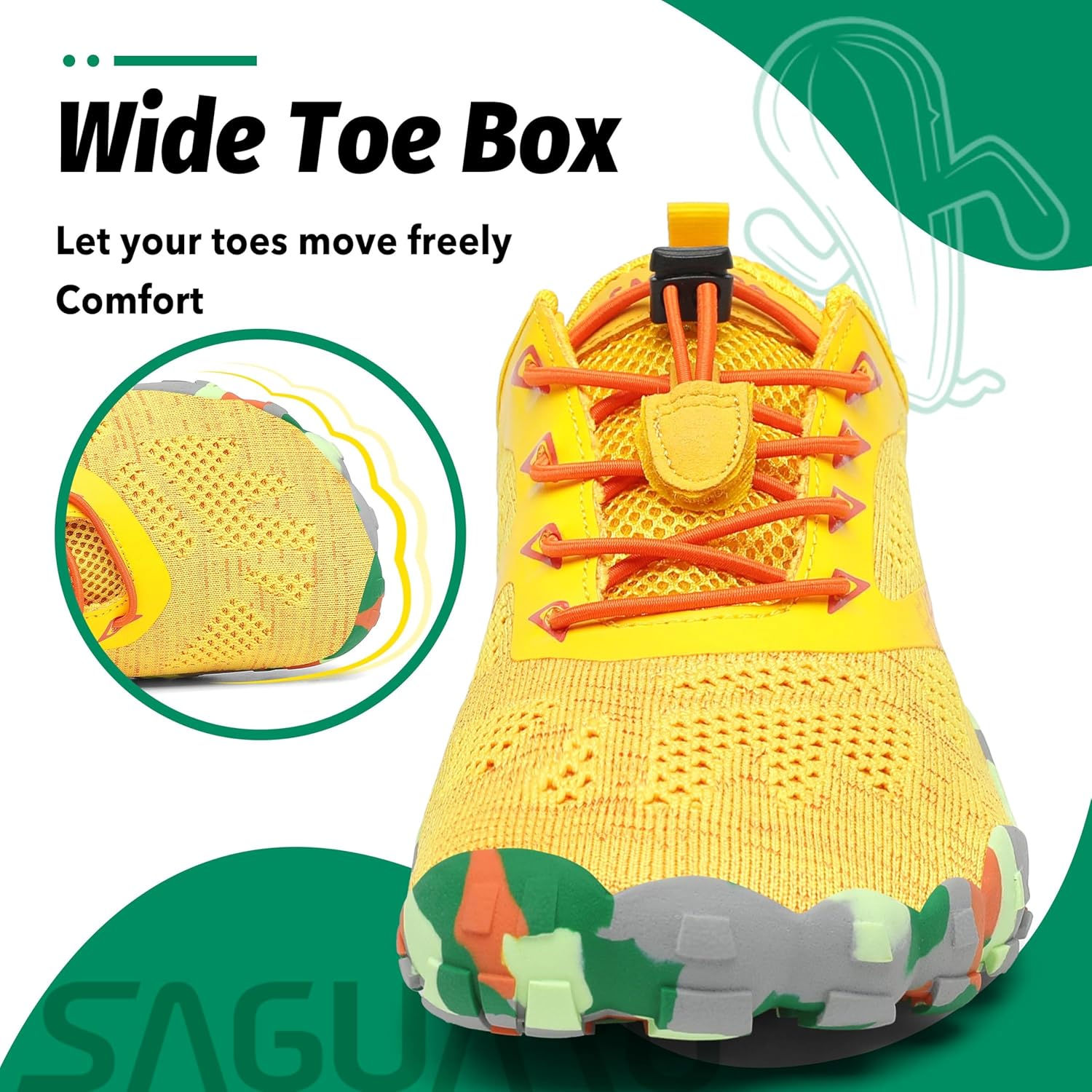 Detalle de SAGUARO Chaussure Minimaliste Homme/Femme – Chaussure barefoot polyvalente jaune 43 EU