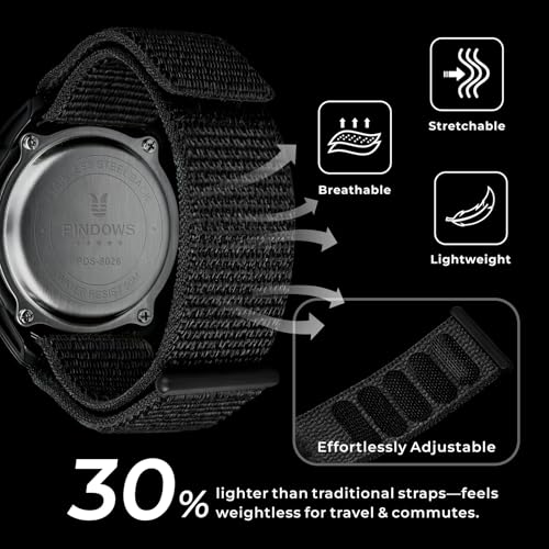 Detalle 2 de PINDOWS Herren Digitaluhr – Militär, Outdoor & Sport, 50 m Wasserdicht