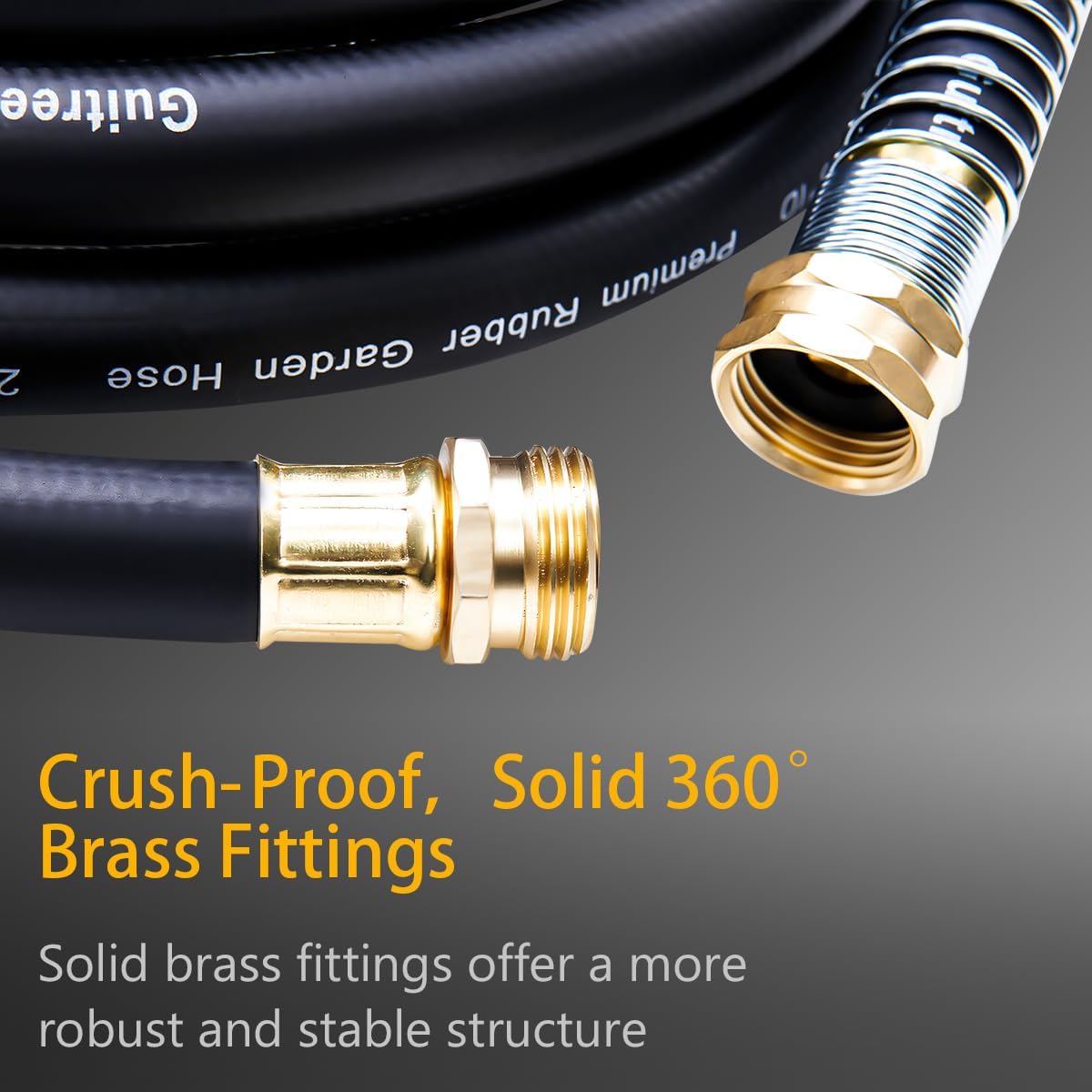 Detalle de Guitrees 50 ft 3/4-Inch Heavy-Duty Rubber Garden Hose, Five-Layer Braiding