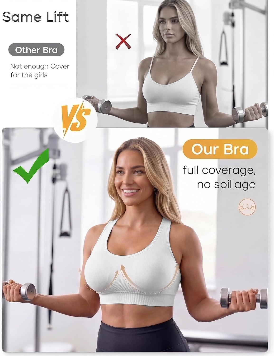 Detalle de Aseniza brassière de sport femme maintien fort, dos croisé et bretelles larges réglables (sans armature)