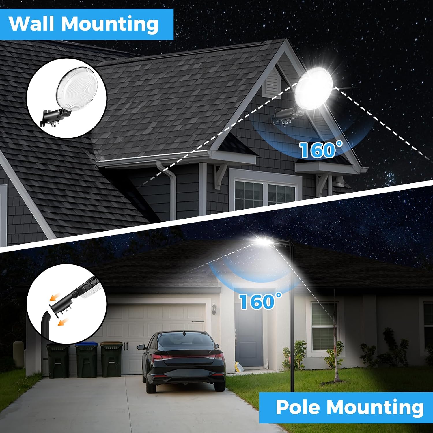 Detalle de WILLGOTOP MiniGCD 1PC Outdoor LED Barn Lights, 150W, 21,000 Lumens, 2-Pack
