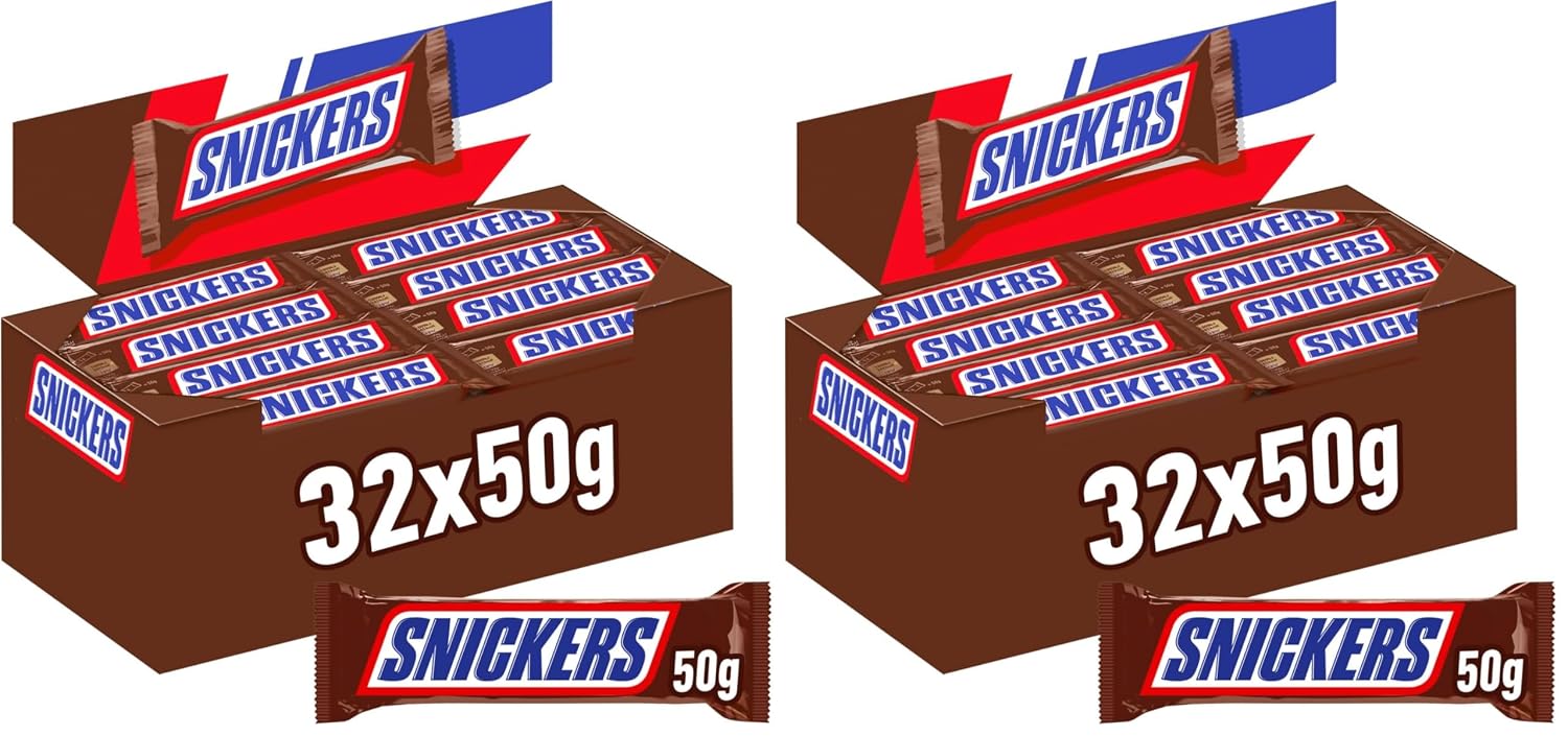 Thumbnail 6 de Snickers Schokoriegel – Erdnüsse, Karamell, Fußball Snack, 24 Doppelriegel (24 x 2 x 40 g) – idealer Snack für Fußballfans