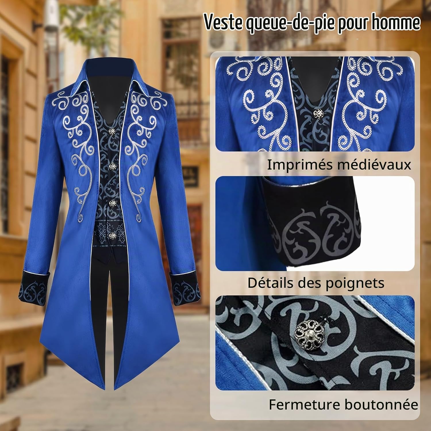 Detalle de YQVGFBY vintage steampunk-frackjas voor heren voor carnaval en Halloween