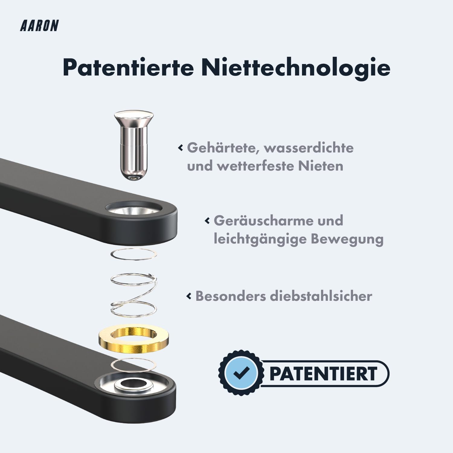 Detalle 2 de AARON Premium Faltschloss 90 cm 3‑Sterne