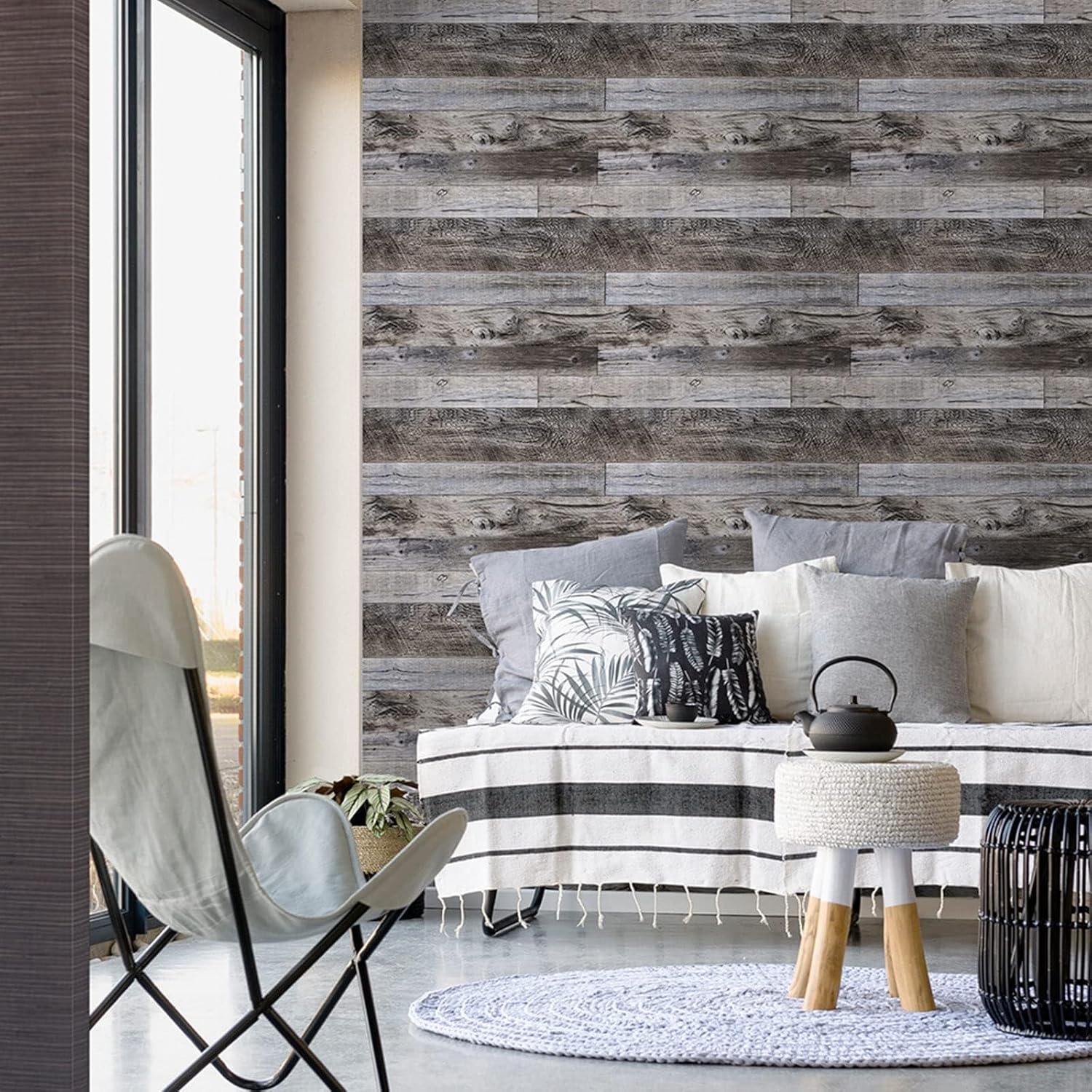 Thumbnail 6 de Yun-aeon Gray Wood Peel and Stick Wallpaper 34.6" 📐