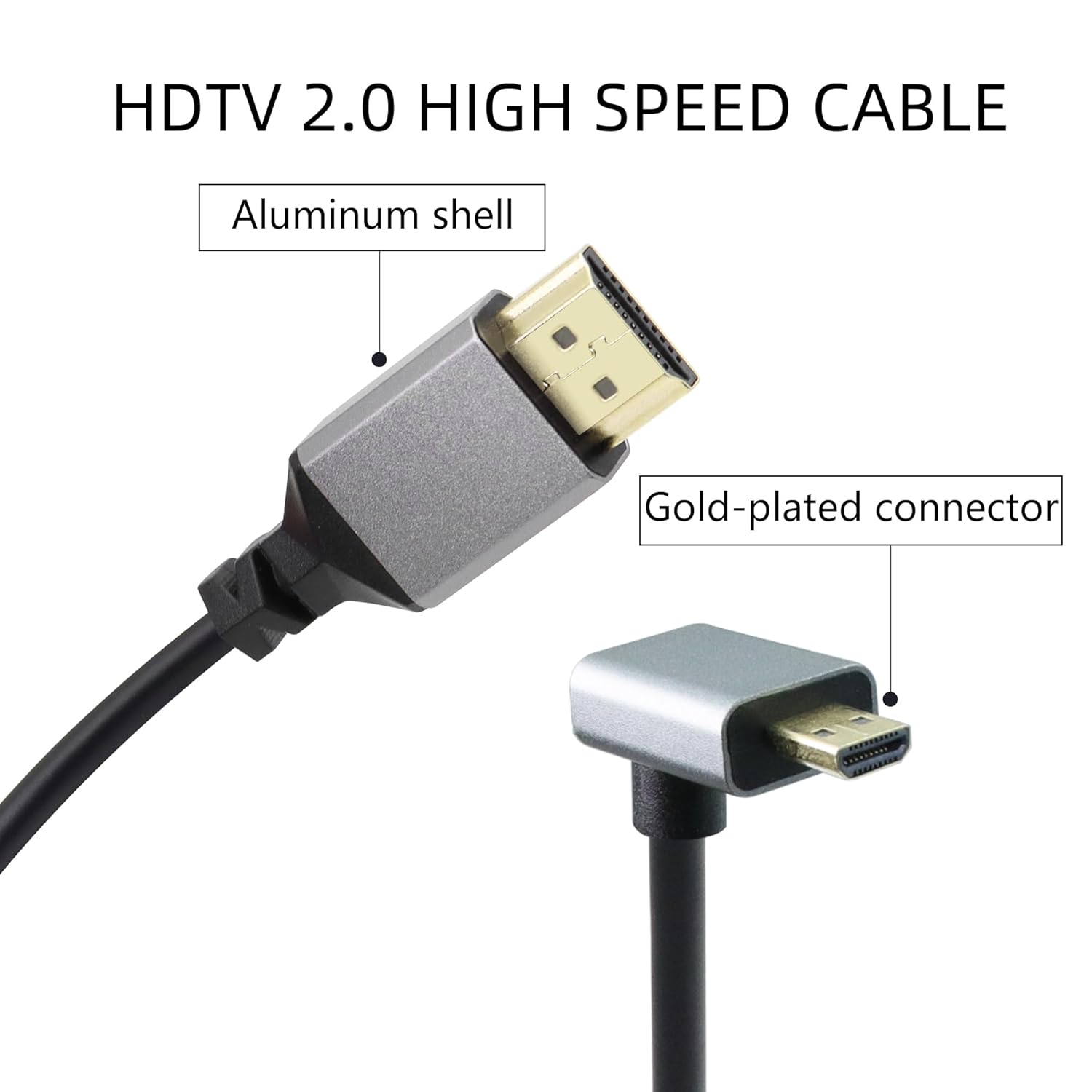 Detalle 2 de RIIEYOCA Micro HDMI to HDMI 4K@60Hz 1.5m cable