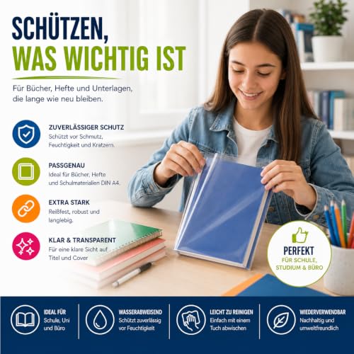 Detalle de Organizabel 15 fundas DIN A4 transparentes para libros y cuadernos