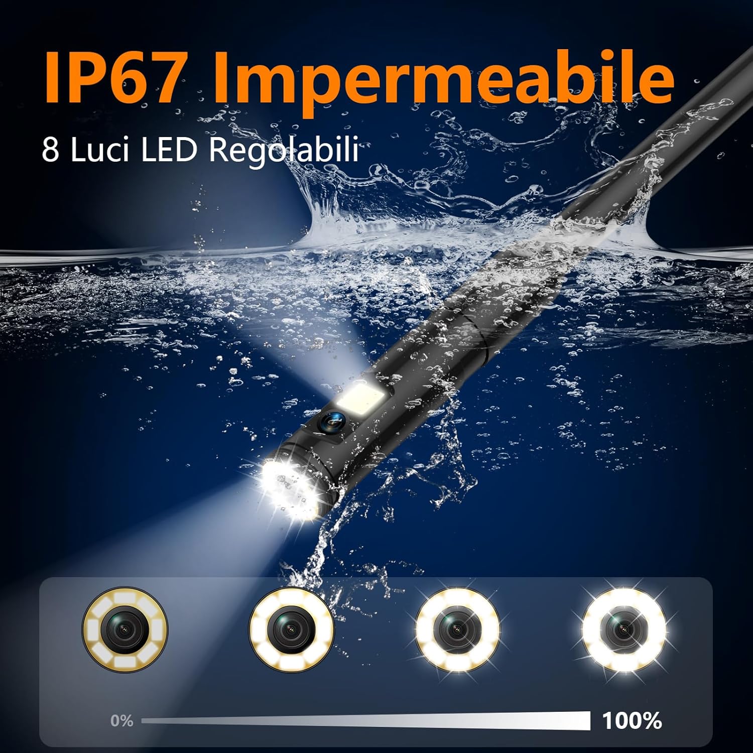 Thumbnail 3 de Telecamera di ispezione endoscopica Ennovor a doppia lente da 5'' IPS: visione HD, LED regolabili e IP67