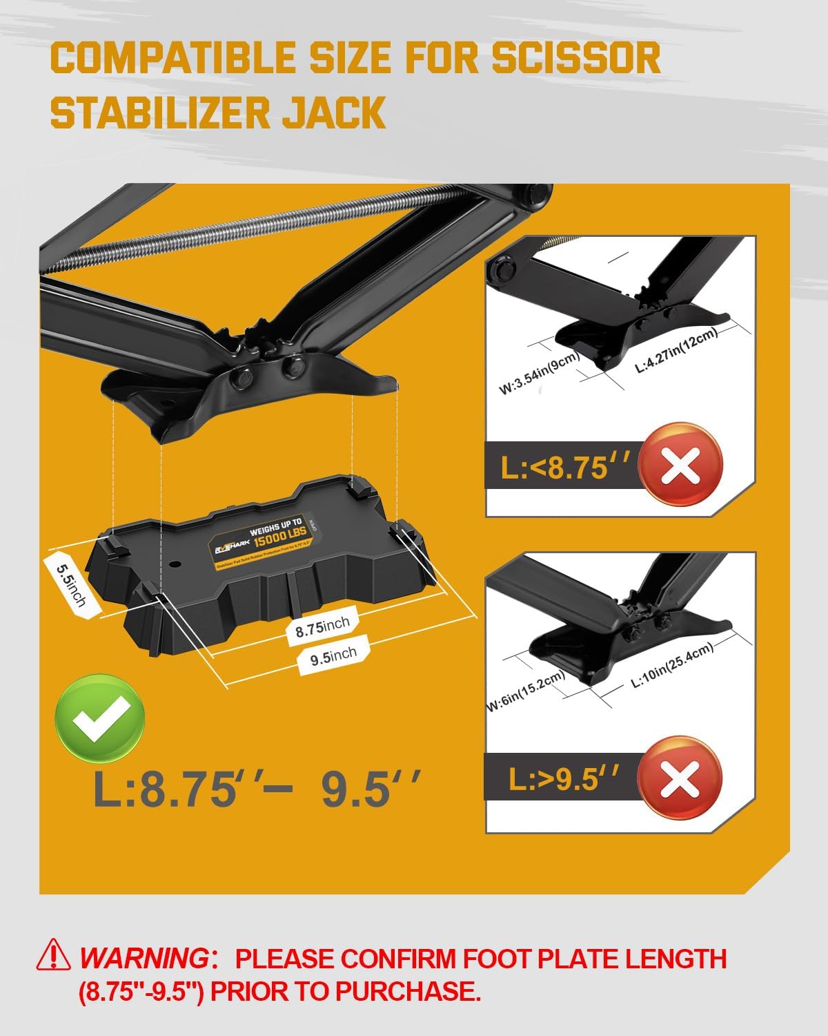 Thumbnail 2 de RVSHARK 4 Packs RV Stabilizer Jack Pads – 15,000 lbs Heavy-Duty Leveling Blocks for 8.75"–9.5" Foot Plate