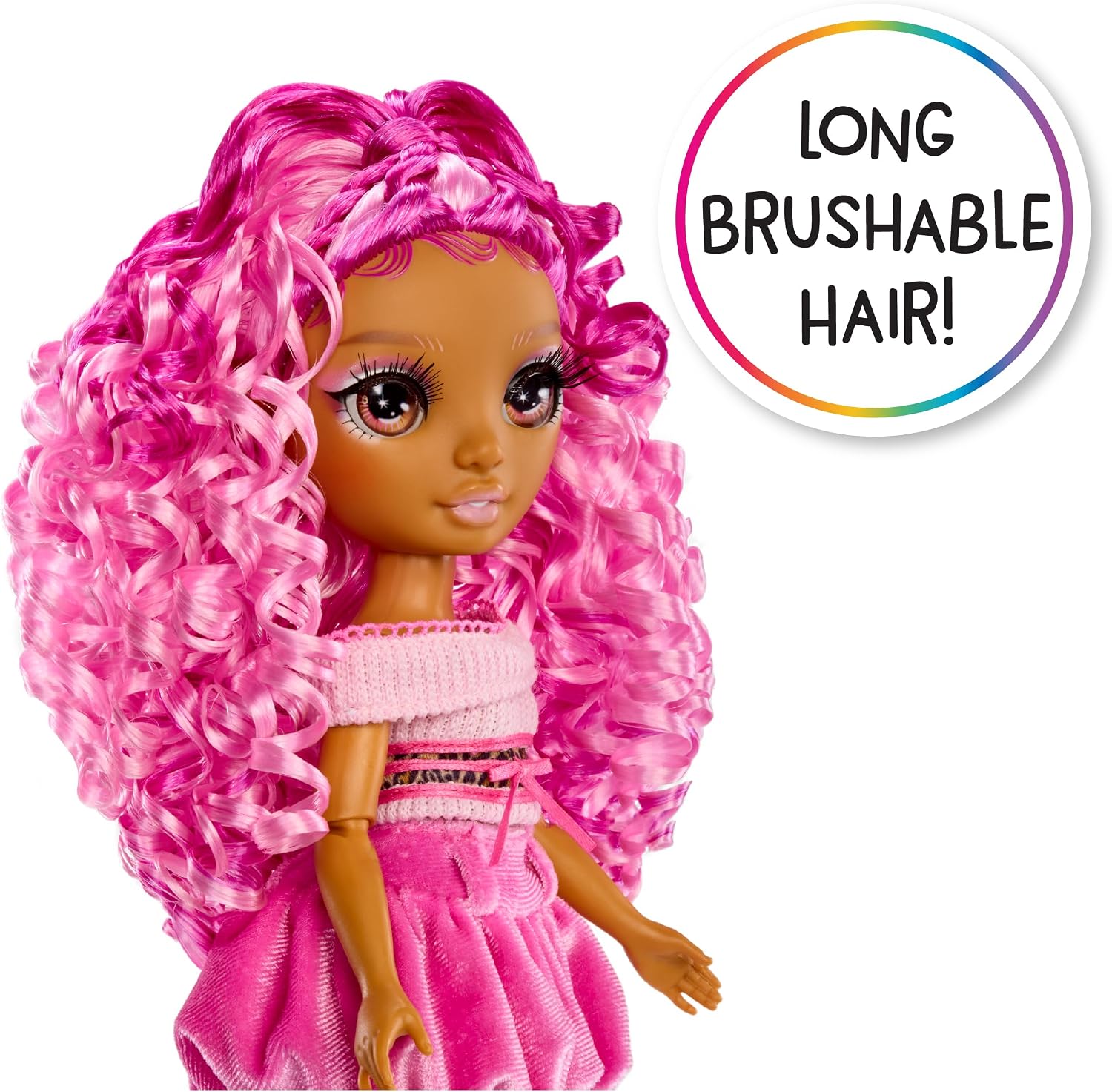 Detalle 2 de Rainbow High Sparkle & Shine Puppe Leilani – 28 cm mit Magischen Zauberblasen und pinkem Haar