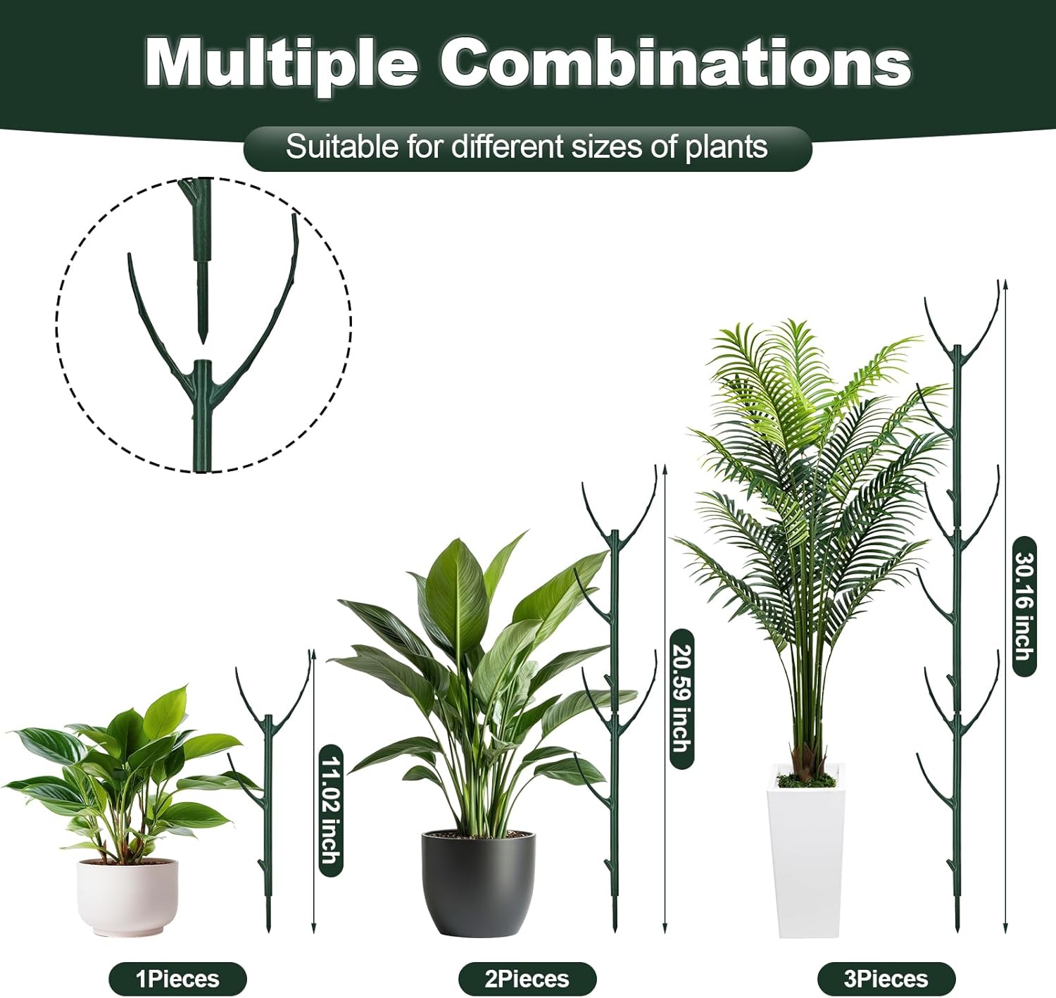 Thumbnail 2 de SummitEdge 12Pcs Stackable Plant Support Stakes Ring Cages Set