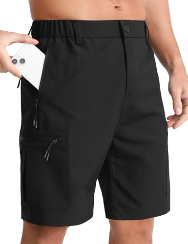 Detalle de APTRO Mens Cargo Hiking Shorts – Lightweight, 5 Zip Pockets, UPF50+, Black (3XL)
