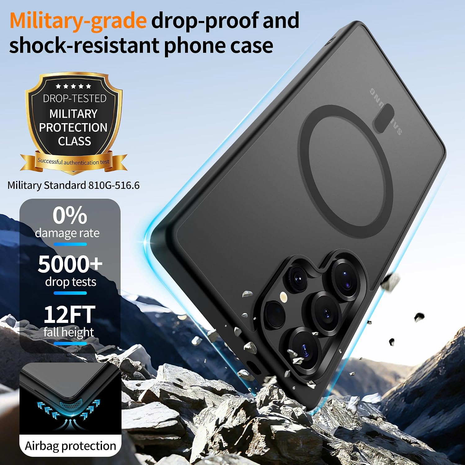 Detalle de Jshru Magnetic Case for Samsung S25 Ultra with HD Screen Protectors (X2) – Slim, Durable and MagSafe-Compatible