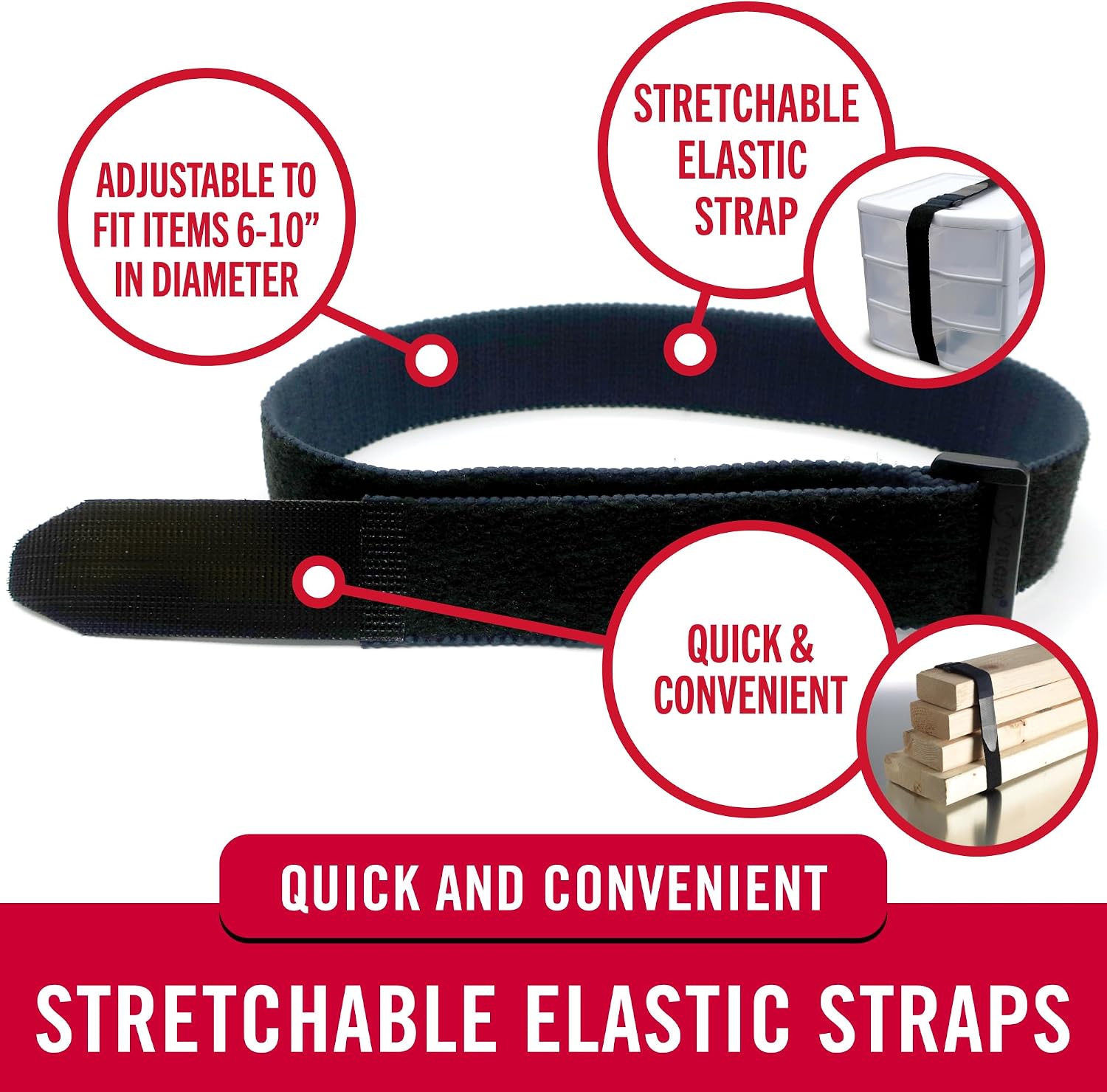 Detalle 2 de VELCRO Brand Elastic Cinch Straps, 30 in x 1 in