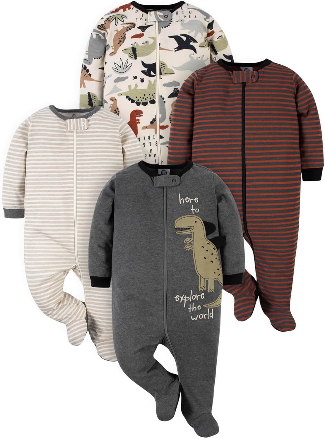 Detalle de Gerber Baby Jungen 4er-Pack Sleep ’N Play Füßlinge – vielseitige Schlaf- und Allround-Strampler