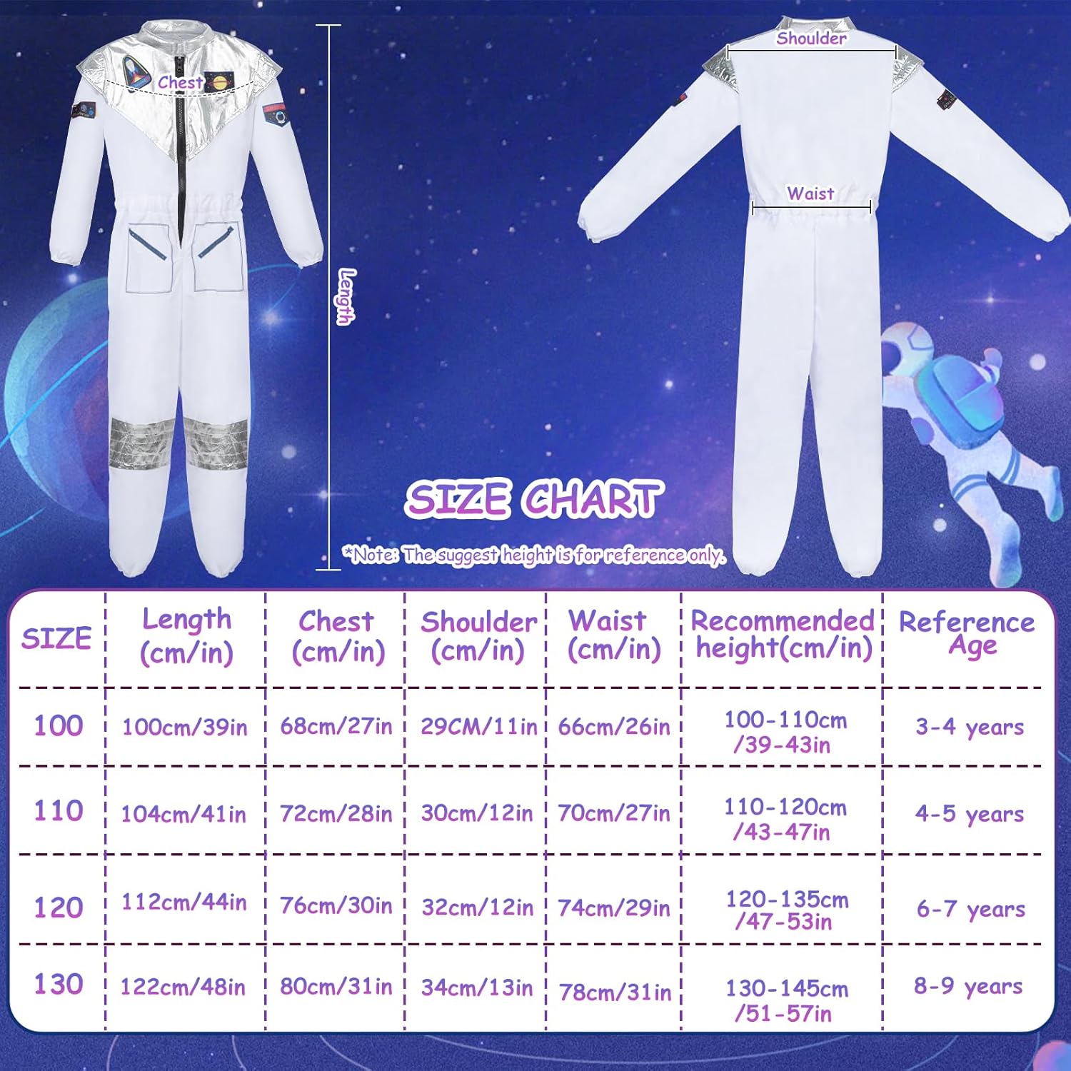 Thumbnail 1 de BSBUY Costume Astronauta per Bambini con casco e tuta spaziale per Halloween, Carnevale e Natale