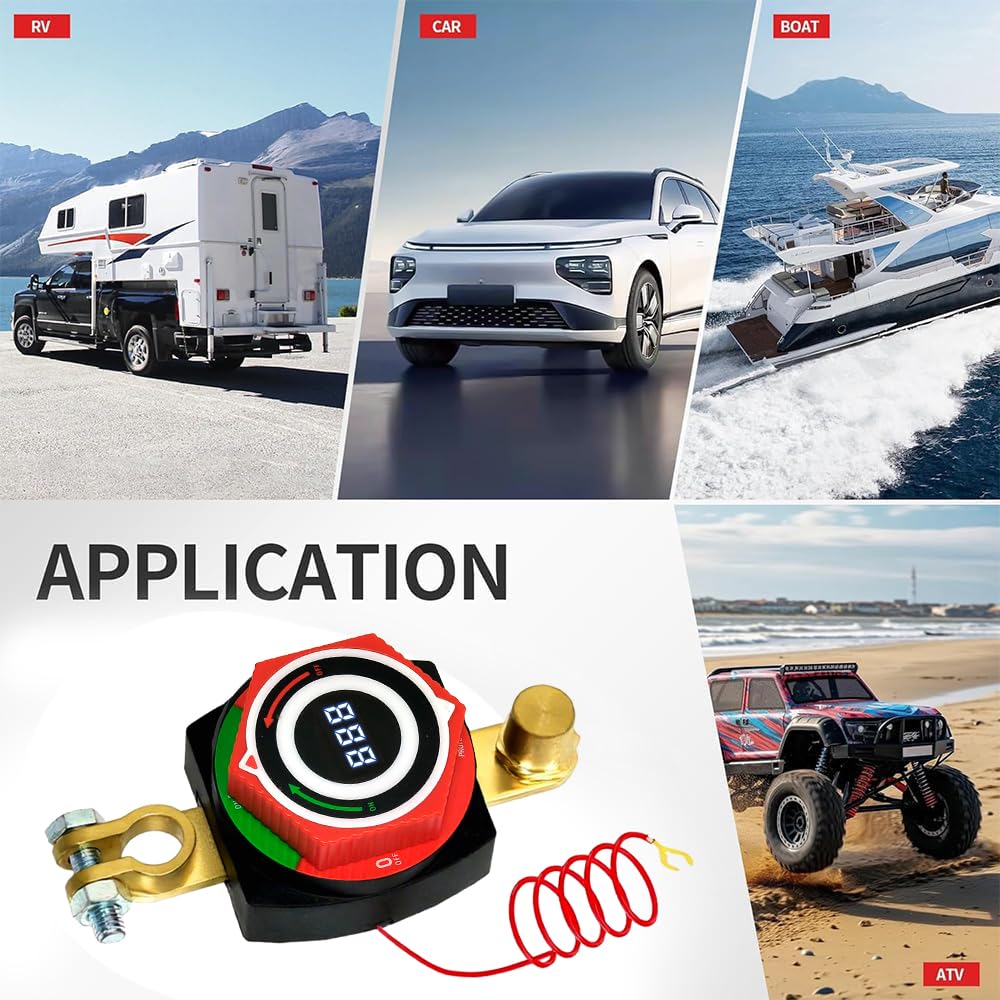 Thumbnail 6 de Batterietrennschalter mit Spannungsanzeige – DC 5–80 V Autobatterie-Hauptschalter mit Voltmeter