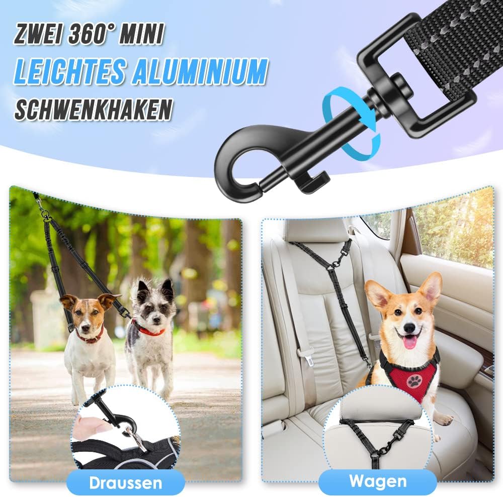Detalle de Nasjac Doppelte Hundeleine – 360° drehbarer Splitter, verstellbar, reflektierend, stoßdämpfend für Zwei Hunde