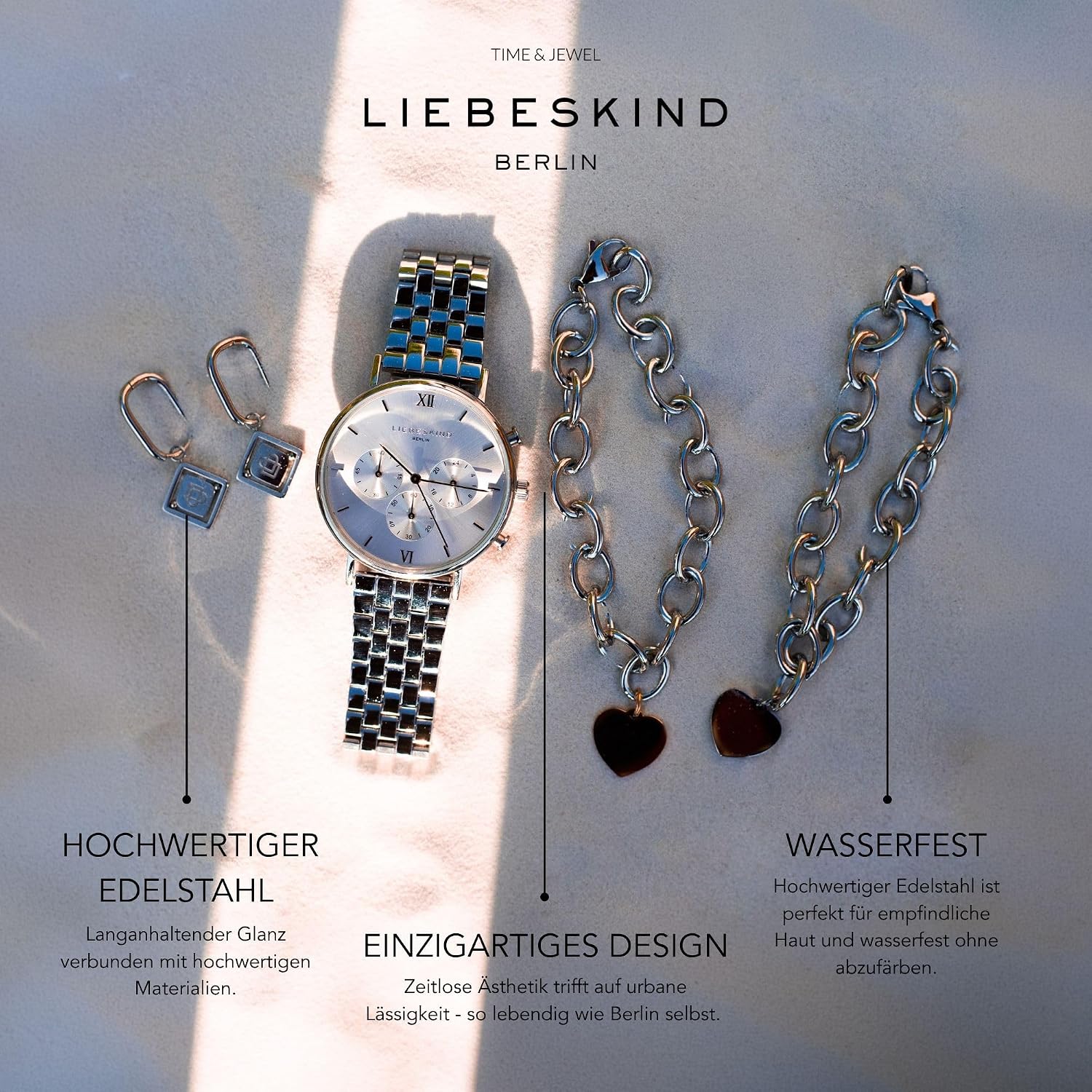 Detalle de LIEBESKIND BERLIN Damen Ohrringe – Geometrisch & Dreieckig aus Edelstahl, Klapp-Ceole