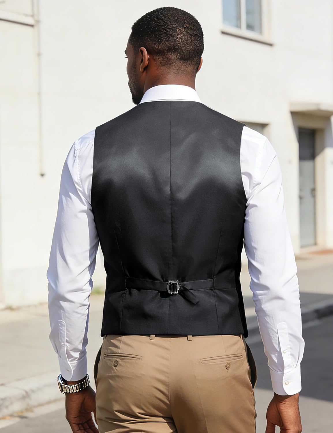 Detalle 2 de Gentle Season Mens Vest Suit Formal Suit Vest with Tie & Pocket Square