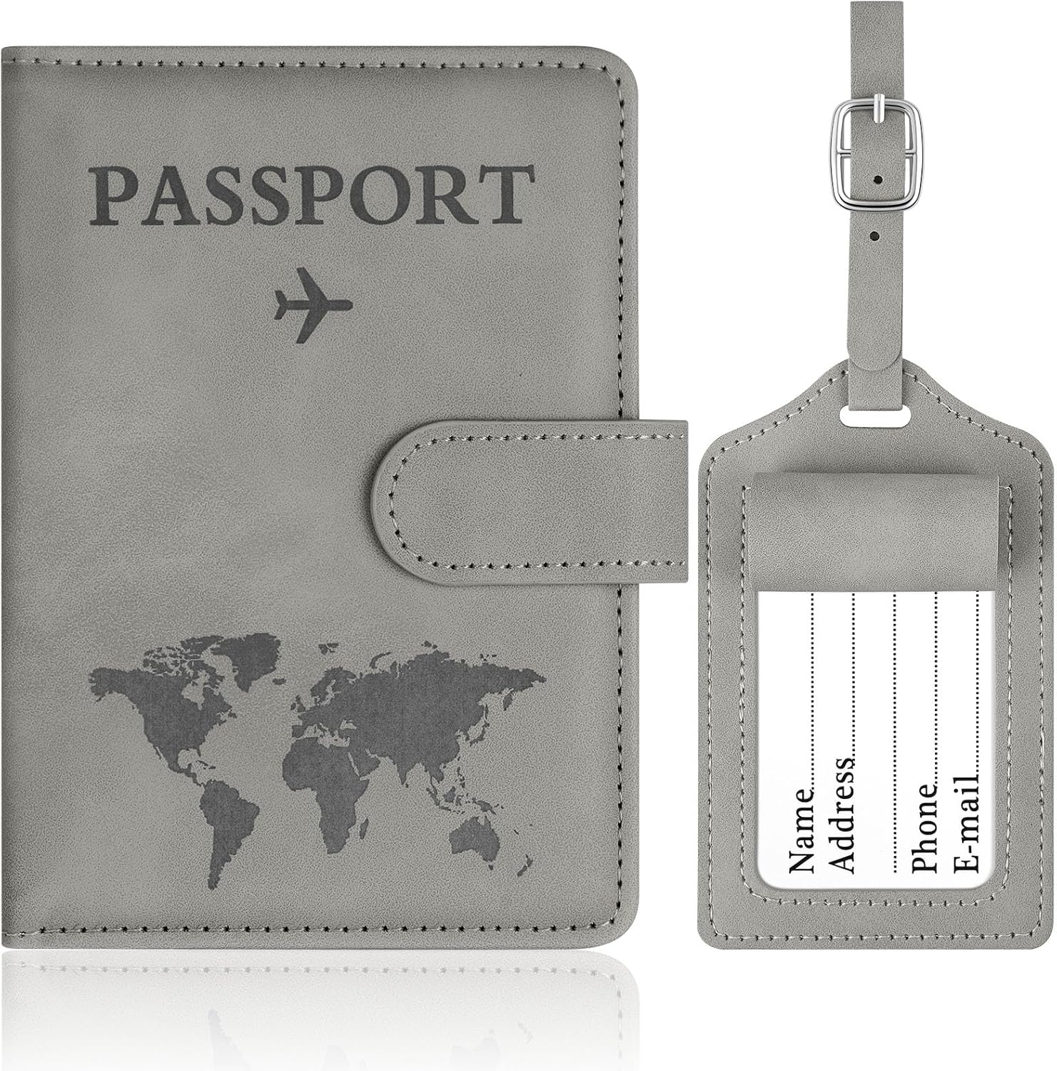 OFFCUP Passport Holder Cover with RFID Blocking PU Leather – Grey
