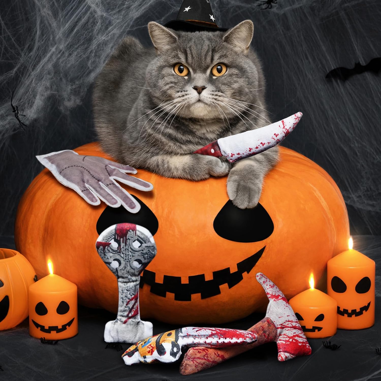 Detalle de PURETOY CT-5PC Halloween Catnip Toys, 5-Piece Crinkle Cat Toy Set