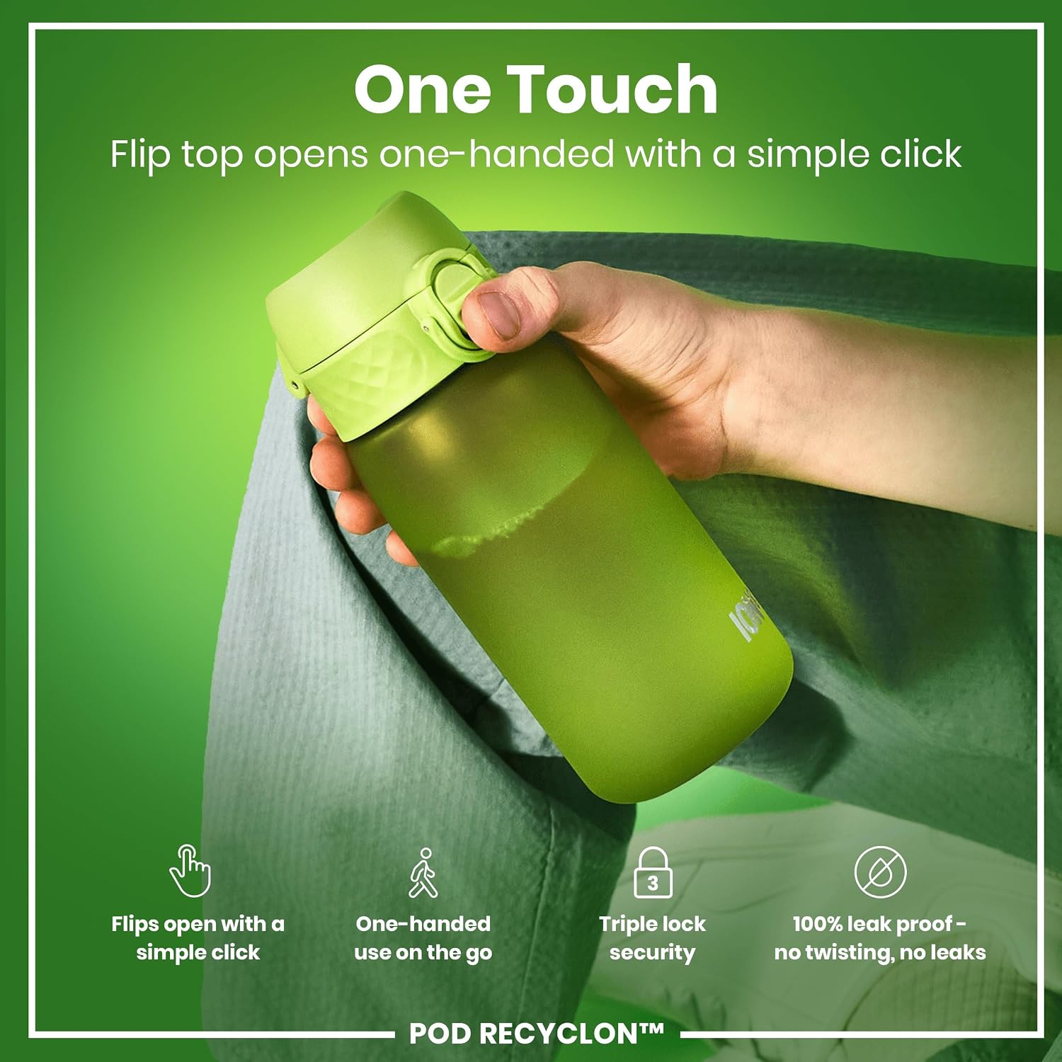 Detalle de Ion8 Kids Water Bottle (350 ml) – Leak-Proof, Easy Open, Dishwasher Safe