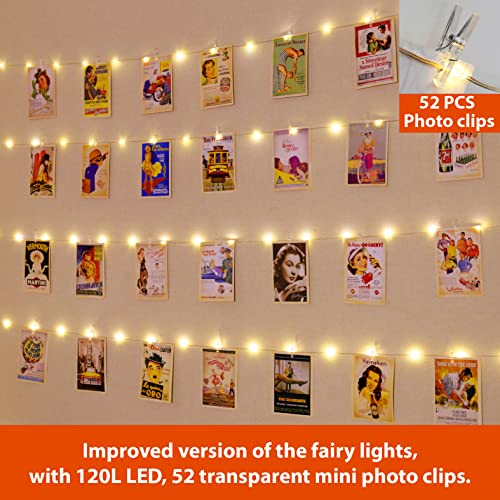Thumbnail 1 de HXWEIYE 120LEDs Photo Clips String Light, 40Ft USB, 8 Modes & Timer