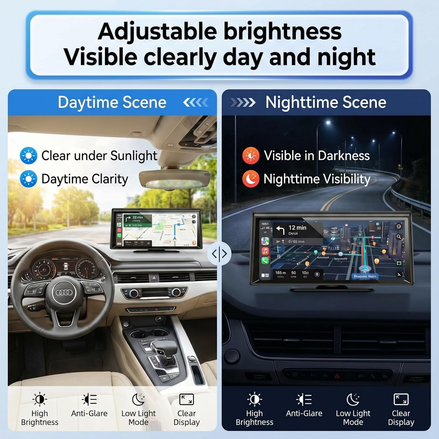 Thumbnail 4 de 8.1" Portable Wireless CarPlay Stereo with 2K Dash Cam & 1080P Backup Cam