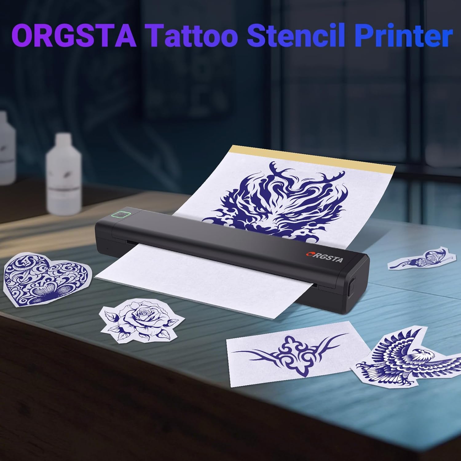 Detalle 2 de ORGSTA S008 : imprimante à tatouage thermique Bluetooth portable pour pochoirs et papier transfert