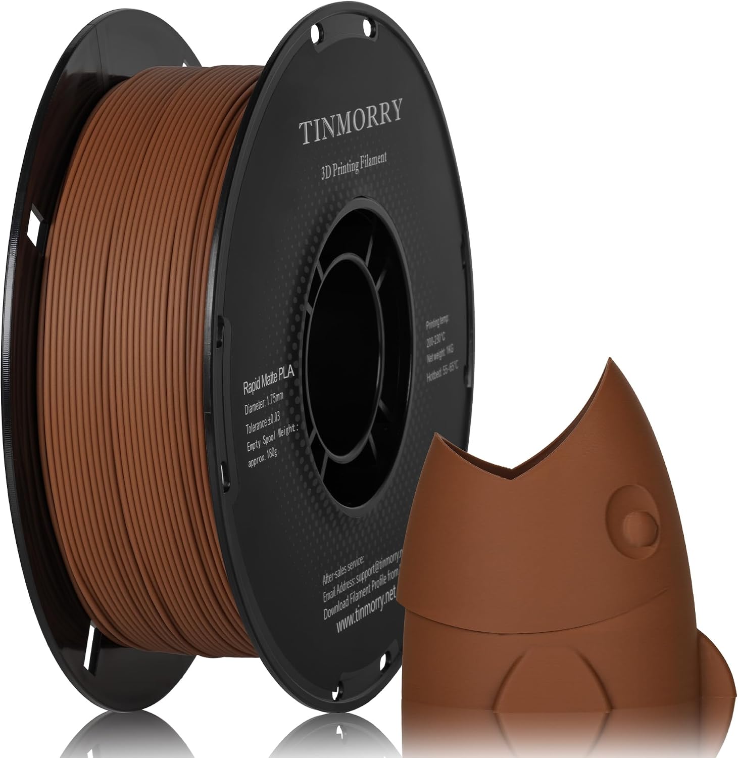 Detalle de TINMORRY PLA Filament 1.75mm Matte Brown (1 kg spool) for FDM 3D printing
