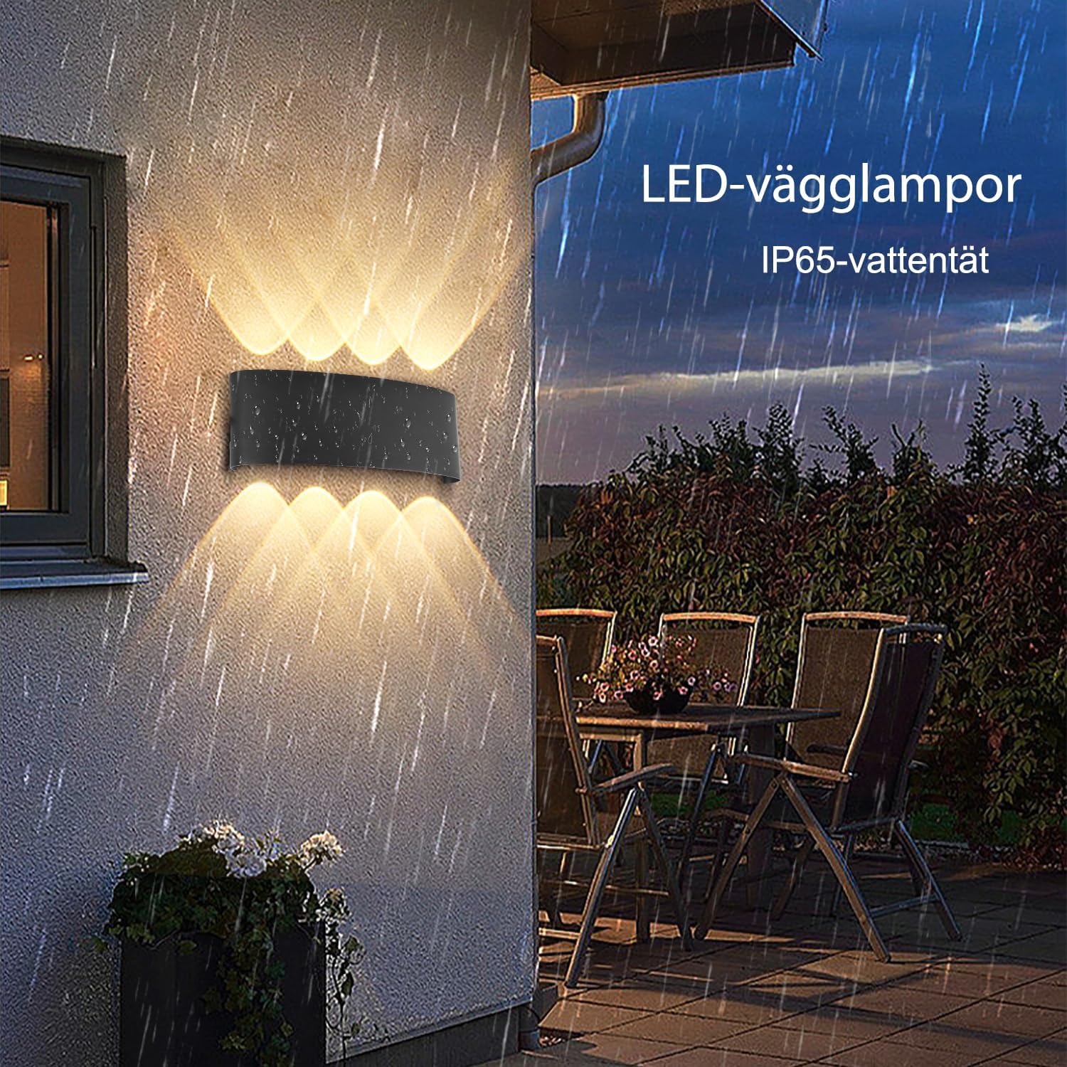 Detalle de YICALE LED-vägglampa 8 W med upp- och nedljus, 3000 K, IP65