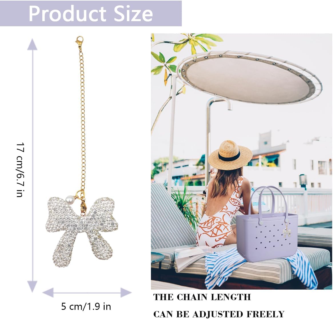 Detalle de Rhinestone Bow Bag Charm