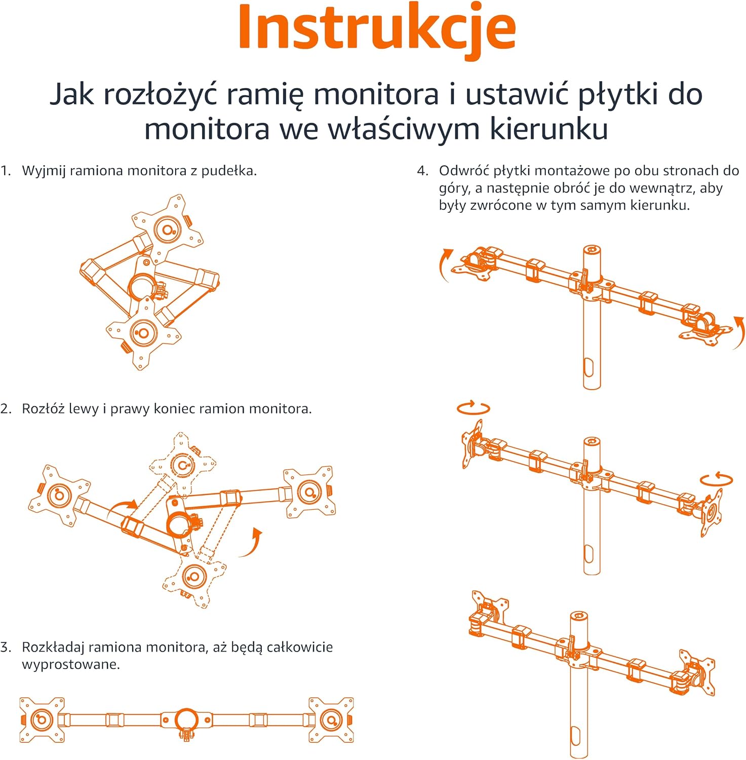 Detalle 2 de Amazon Basics stojak na 2 monitory, stalowe ramię z regulacją wysokości