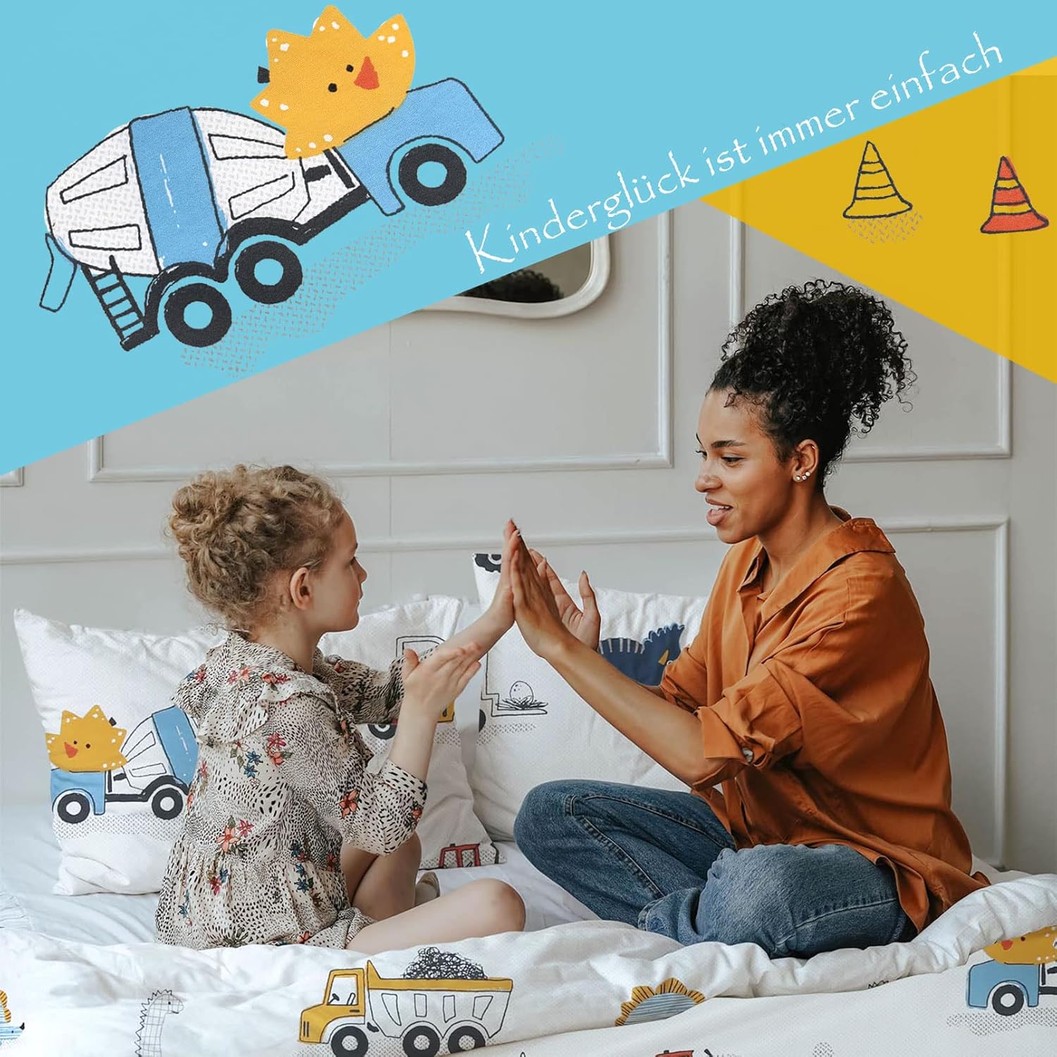 Thumbnail 2 de Kinderbettwäsche 100x135 (Jungen & Mädchen) mit Reißverschluss – 100% Baumwolle, Dinosaurier bunt