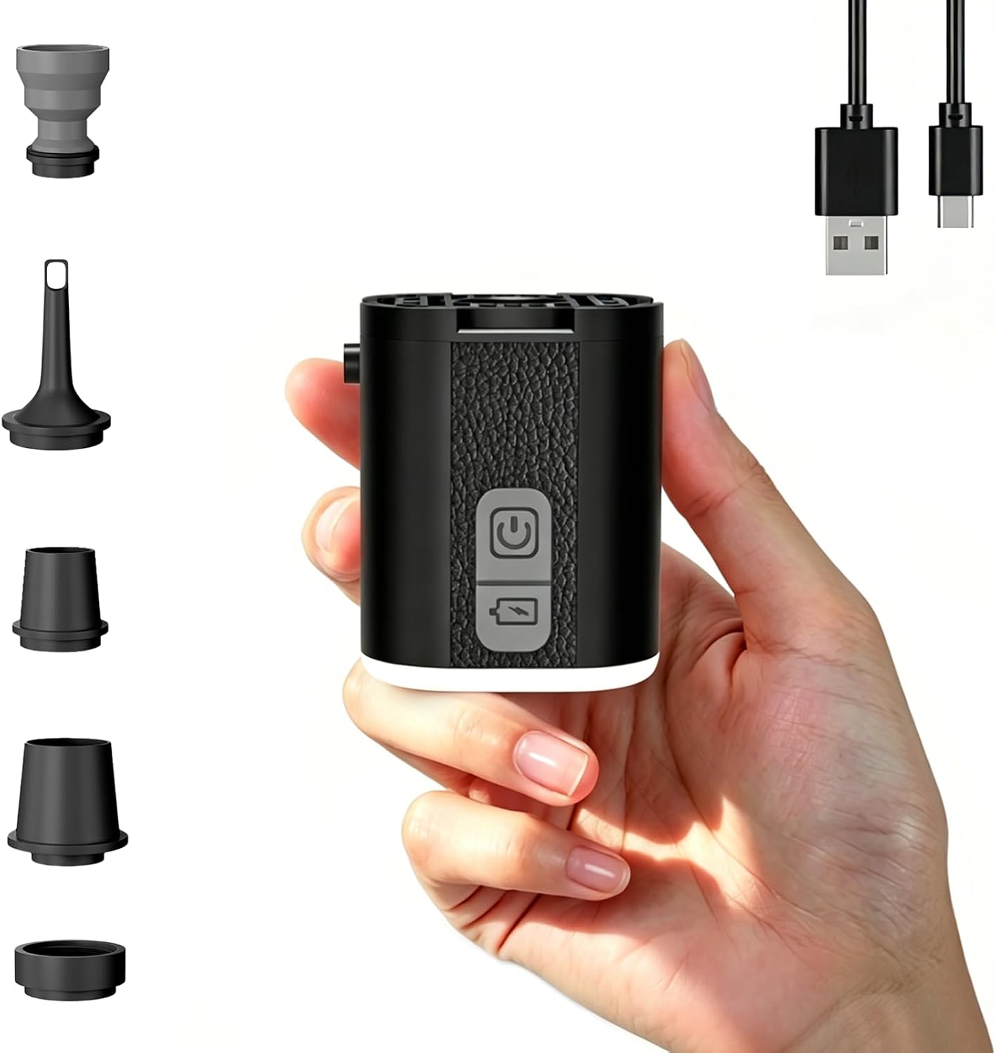 Detalle de HOAMZ Elektrische Luftpumpe 3-in-1: Ultrakompakt, vielseitig und zuverlässig für Camping