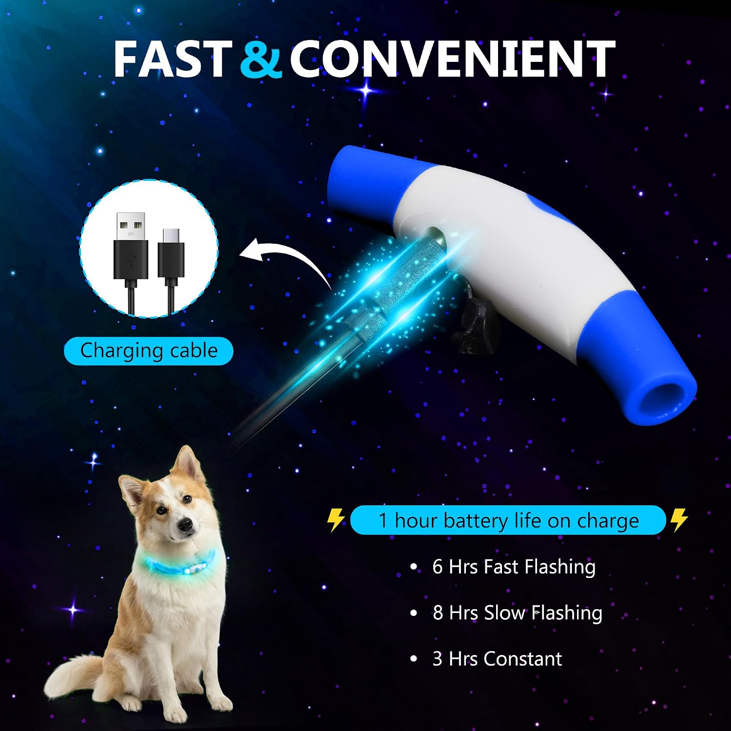 Detalle de Light Up Dog Collar LED 70cm Blue